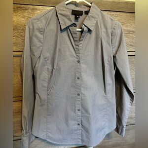 Women’s Worthing button up collared business shirt, gray, size 4, comfort fit